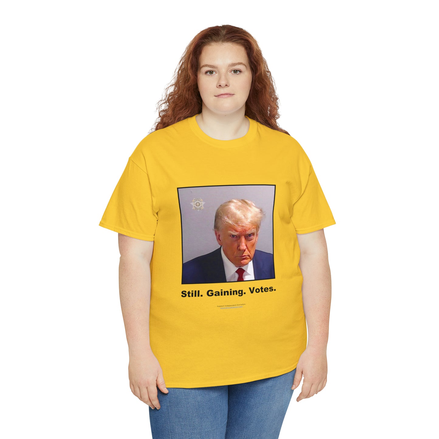 'Still. Gaining. Votes.' Trump Mugshot T-Shirt (10 colors)