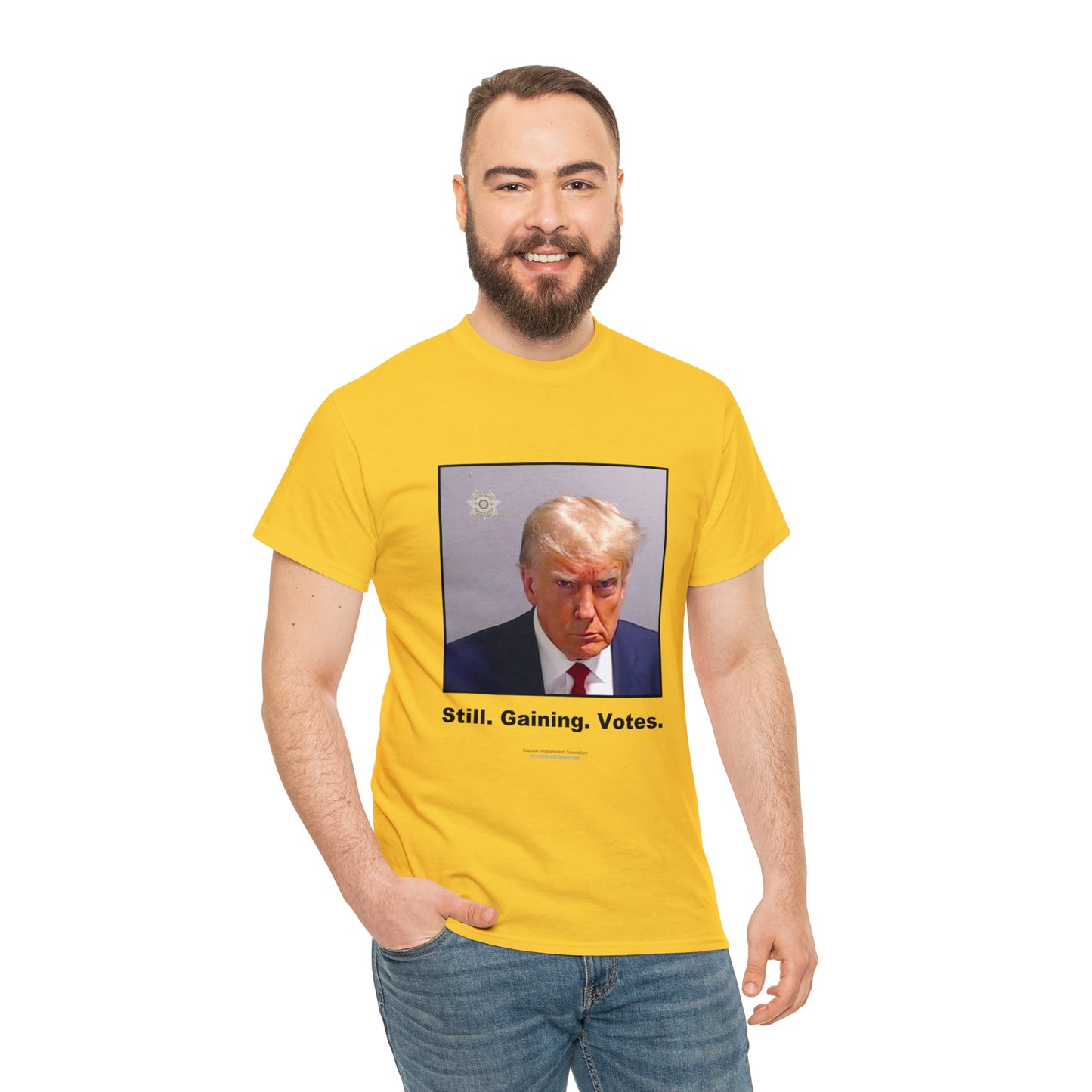 'Still. Gaining. Votes.' Trump Mugshot T-Shirt (10 colors)