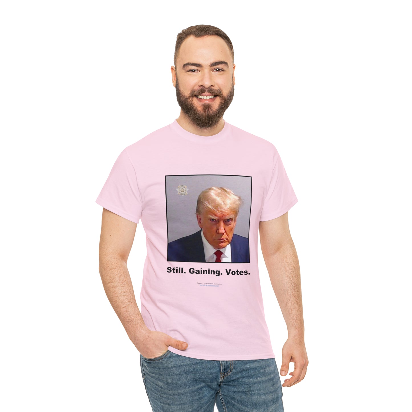 'Still. Gaining. Votes.' Trump Mugshot T-Shirt (10 colors)