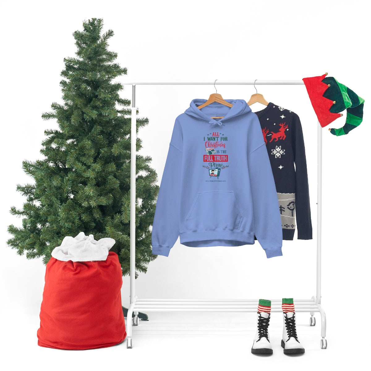 'All I Want for Christmas is the Full Truth, Please' Unisex Hooded Sweatshirt (8 colors)
