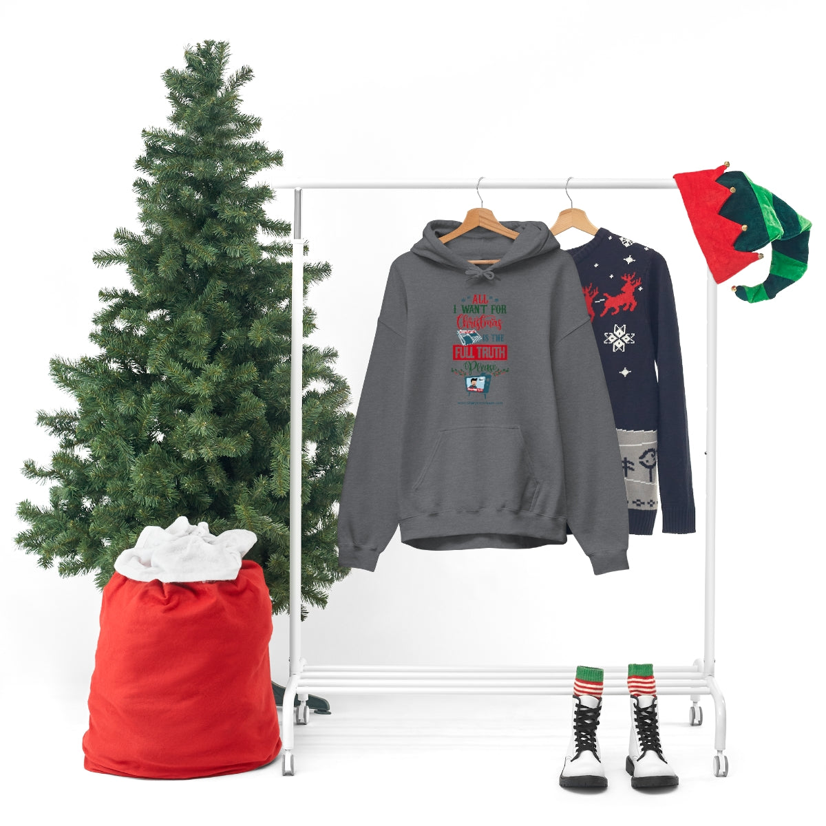 'All I Want for Christmas is the Full Truth, Please' Unisex Hooded Sweatshirt (8 colors)