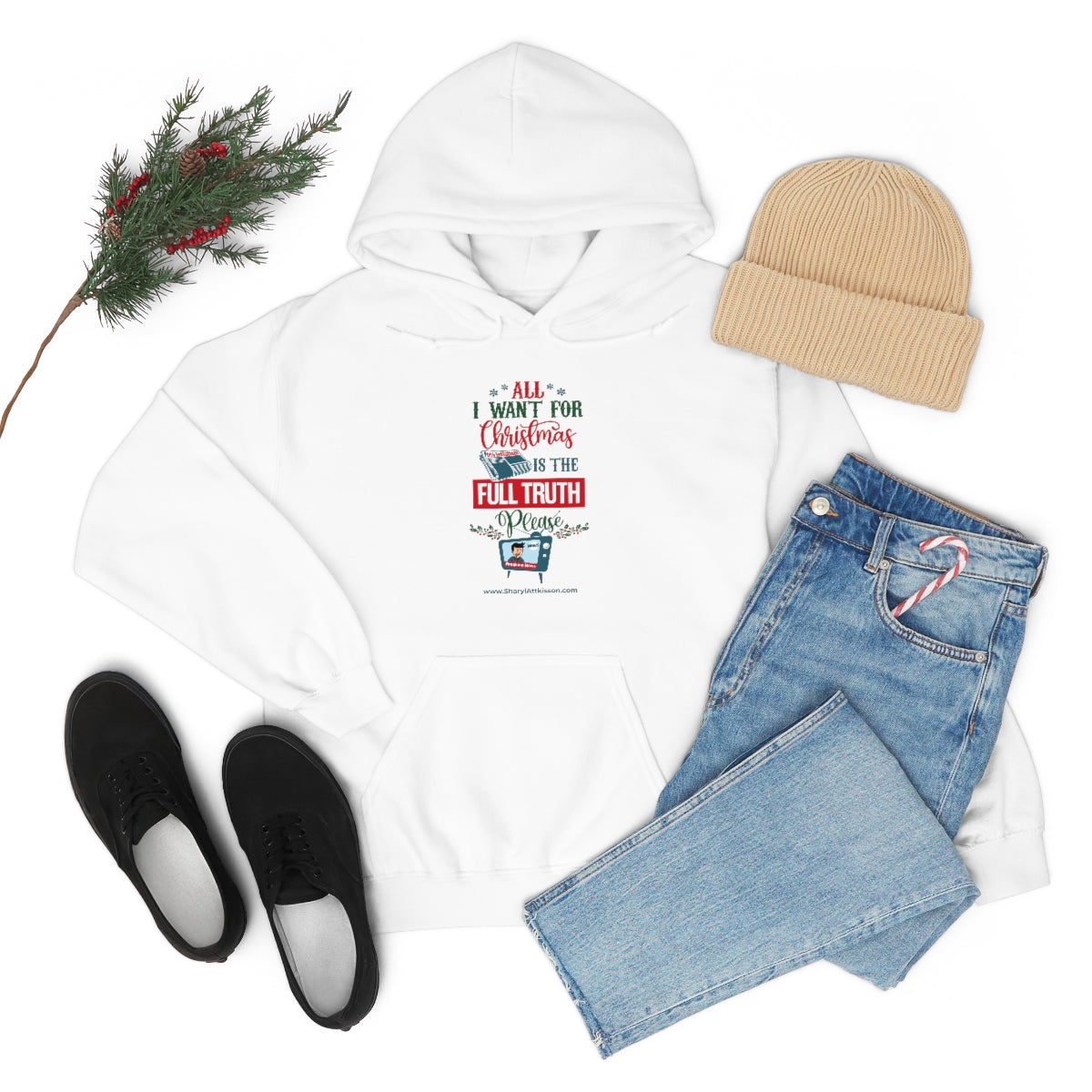'All I Want for Christmas is the Full Truth, Please' Unisex Hooded Sweatshirt (8 colors)