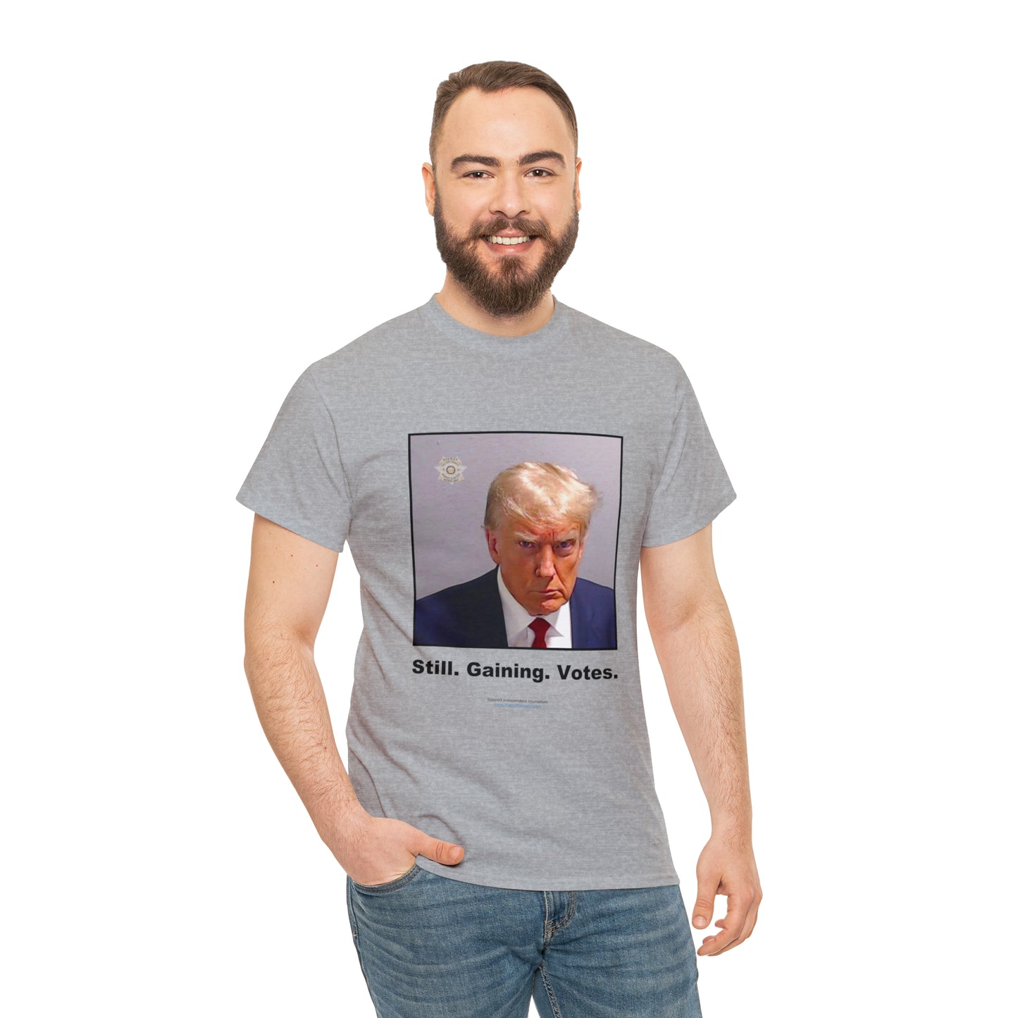 'Still. Gaining. Votes.' Trump Mugshot T-Shirt (10 colors)