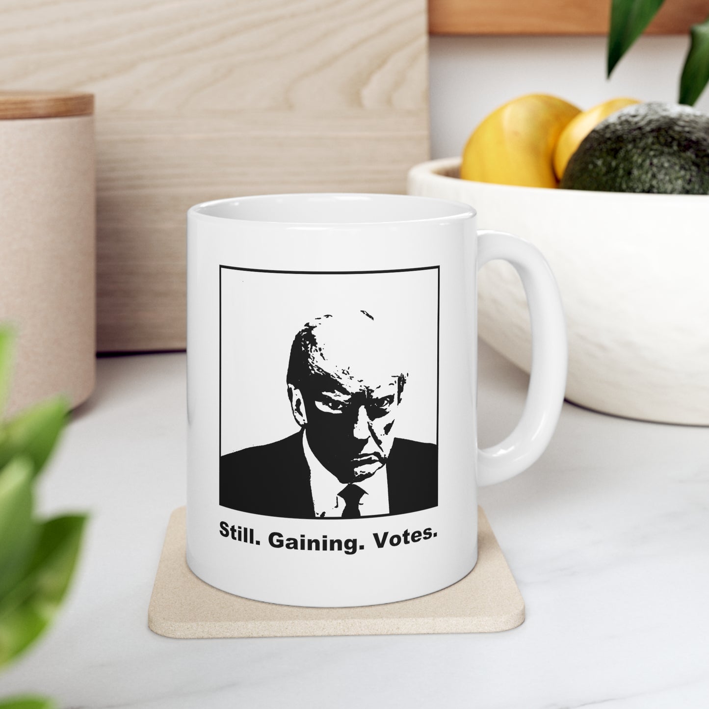 Trump Mugshot Mug: 'Still. Gaining. Votes.'