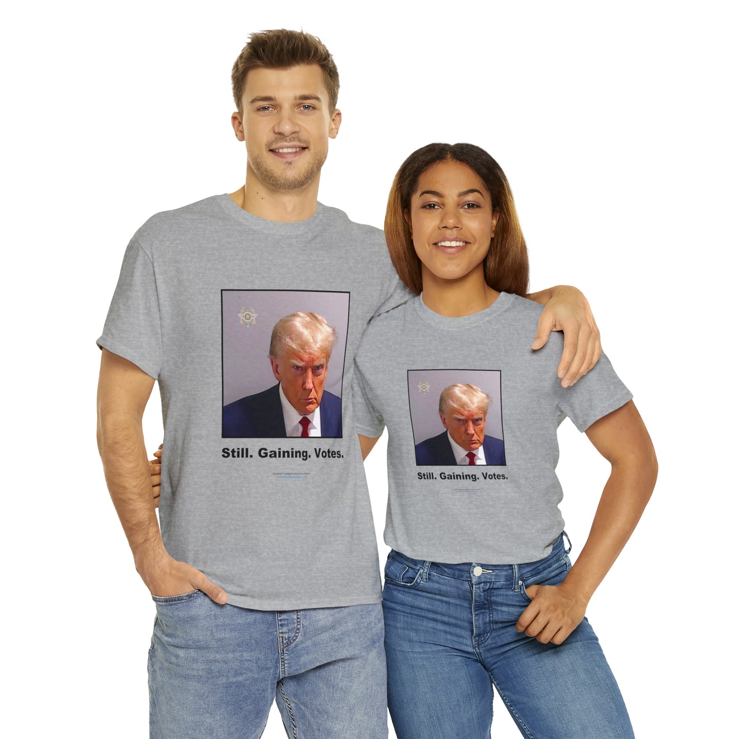 'Still. Gaining. Votes.' Trump Mugshot T-Shirt (10 colors)