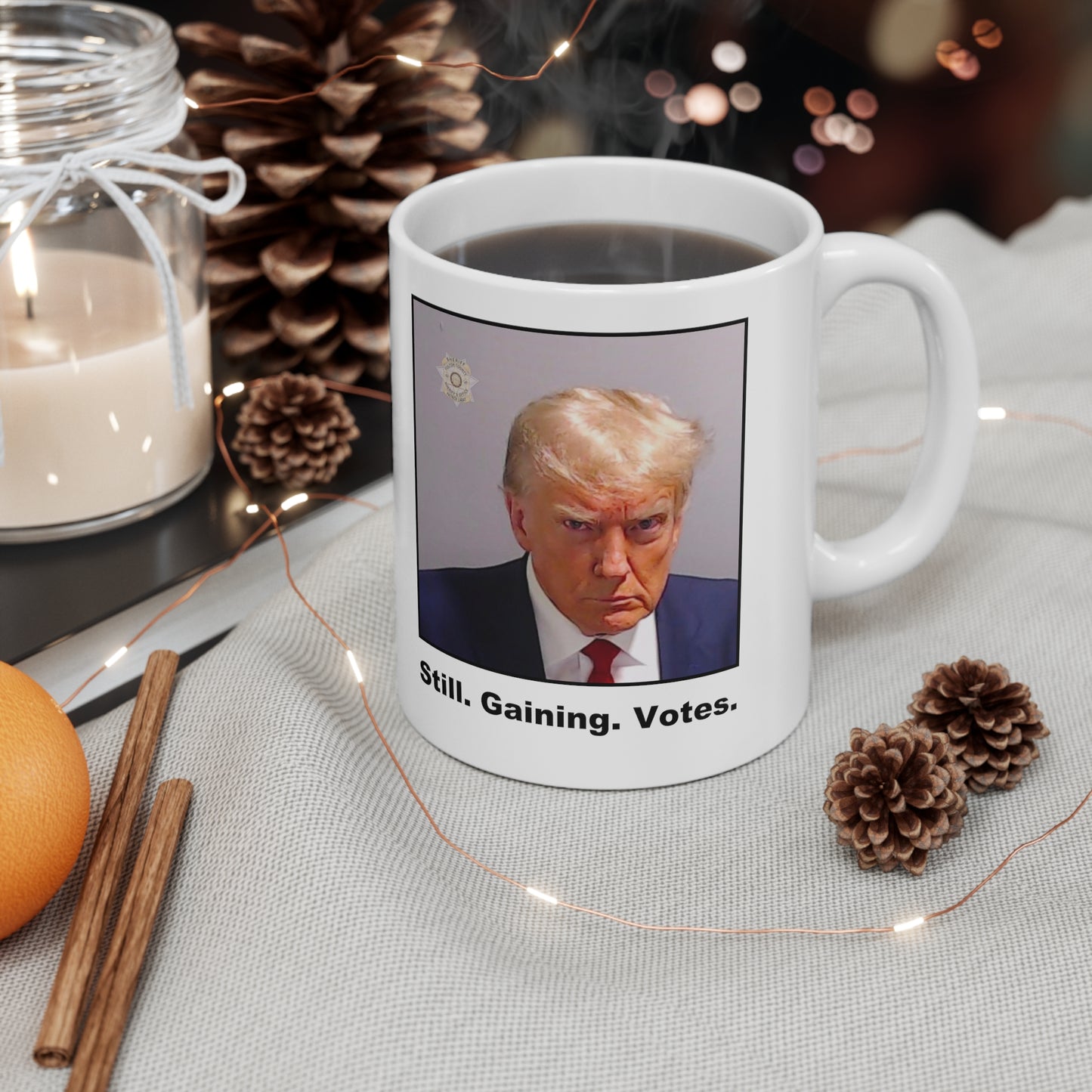 Trump Mugshot Mug: 'Still. Gaining. Votes' (Color)