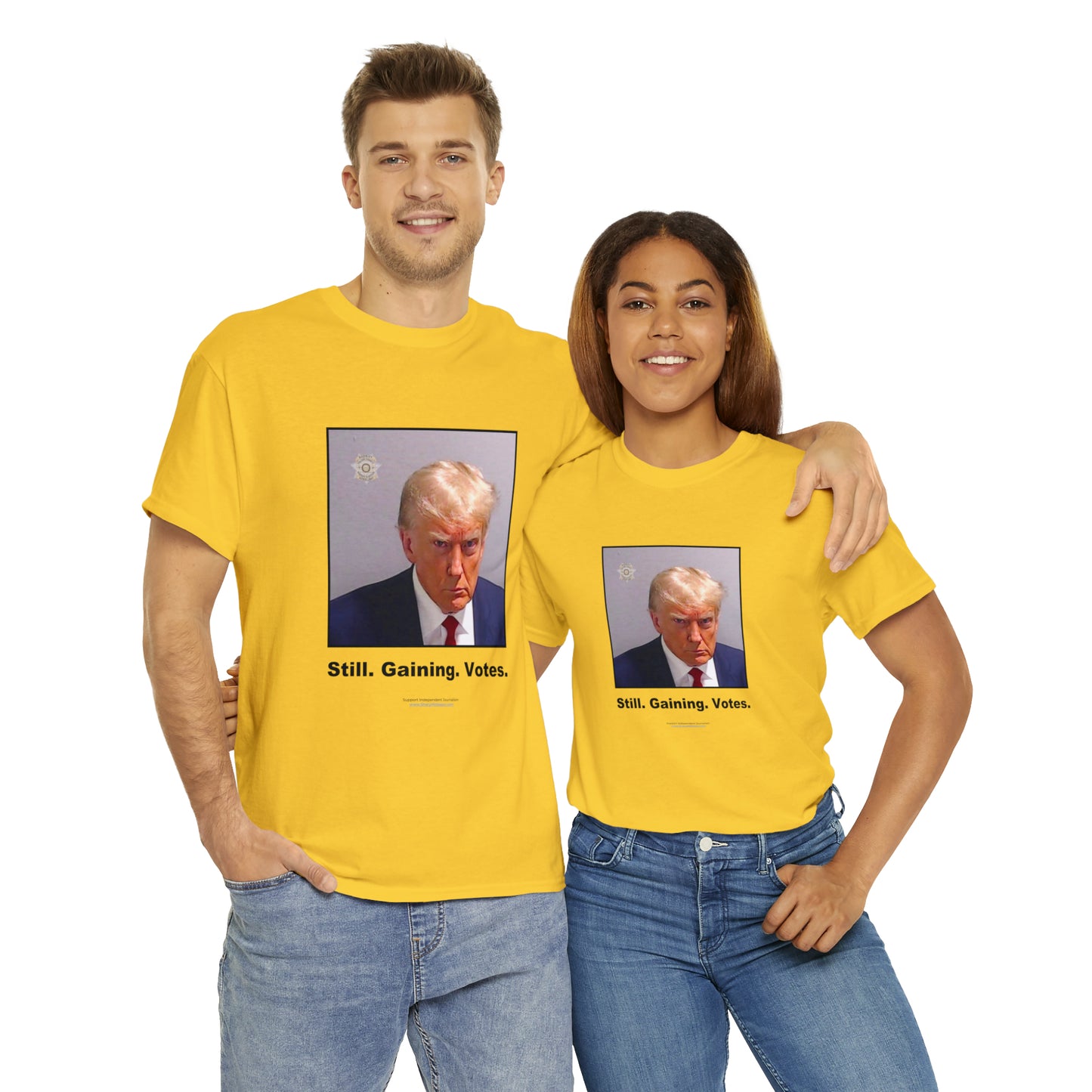 'Still. Gaining. Votes.' Trump Mugshot T-Shirt (10 colors)